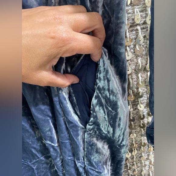 🩶💙 NWT Anthropologie Maeve velvet short mini dress blue gray sz XS - Picture 4 of 5